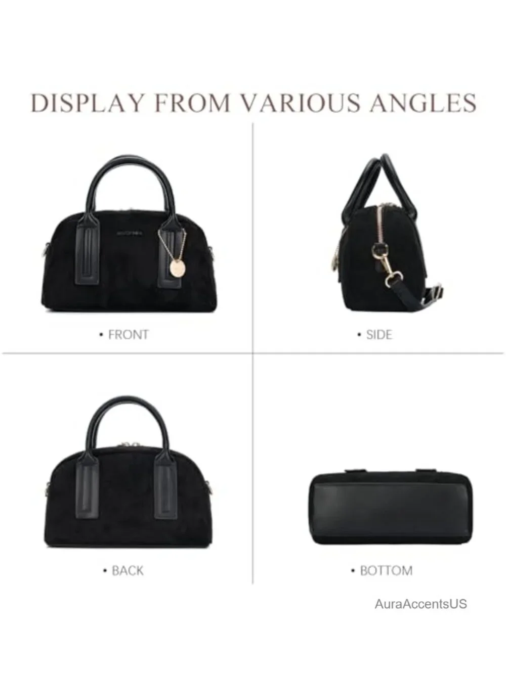 Small Suede Crossbody Bag with Top Handle & Adjustable Strap